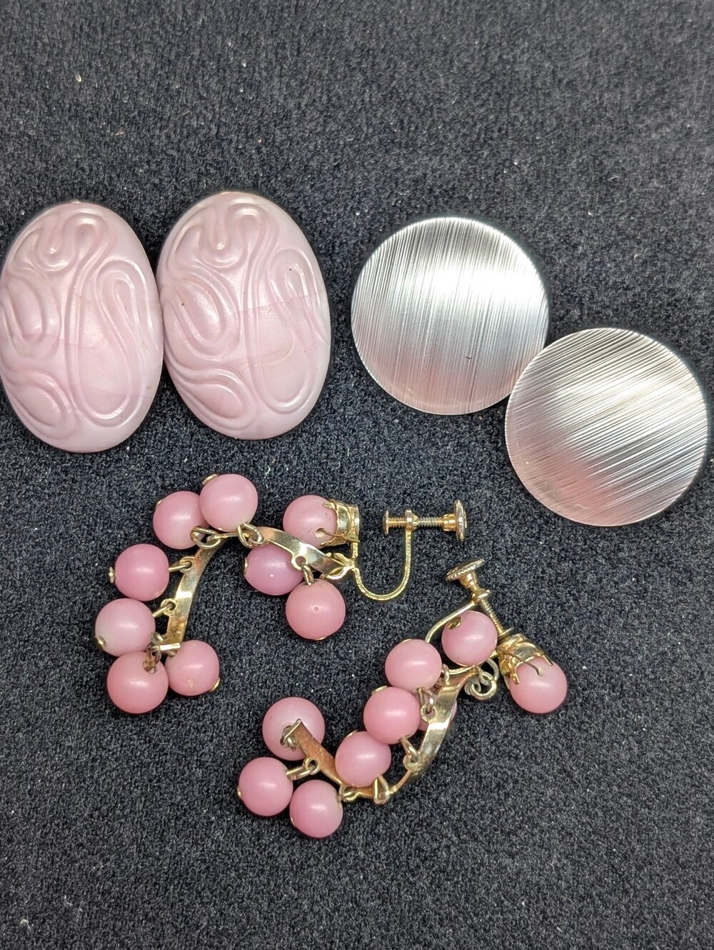 Vintage Earring Lot Of 3 - Pink